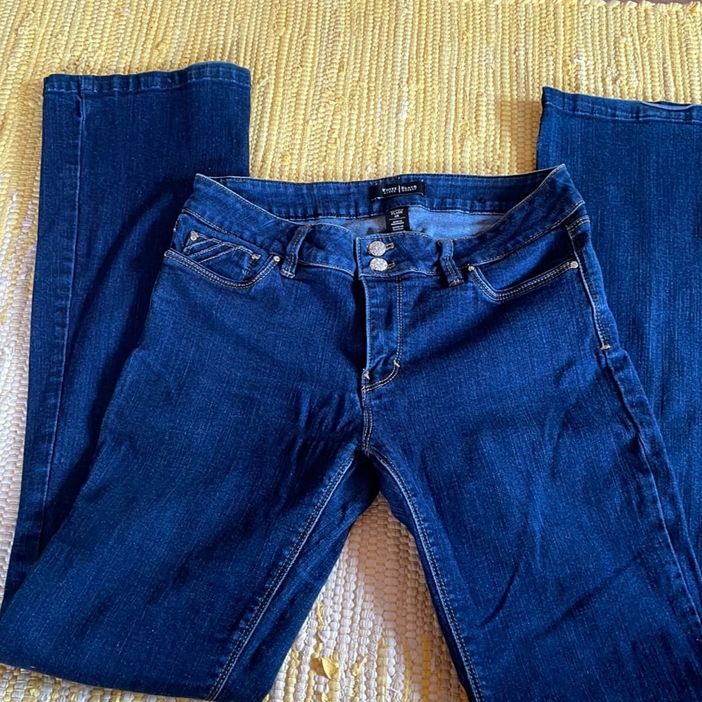 White House Black Market Skinny Flare Jeans (Dark Wash)